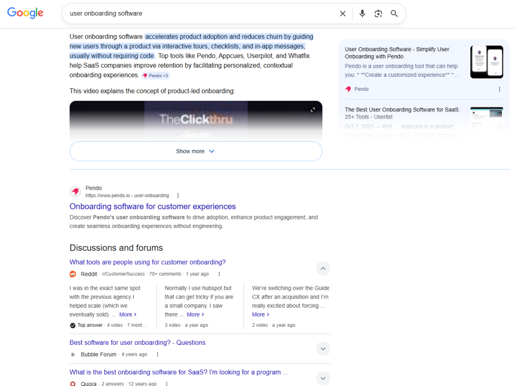 A Strategic SEO Audit of Userpilot: What B2B Companies Can Learn 5 user onboarding software SERPs screenshot