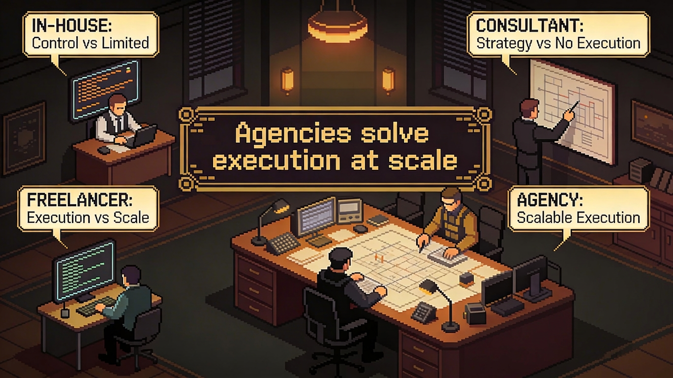 Hiring an SEO Agency: What You’re Really Buying? 1 seo agency vs freelancer vs consultant